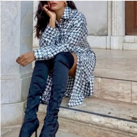 LIMITED EDITION Zara Houndstooth Sequin Overshirt Size S NEW WITH TAG! - Picture 6 of 12